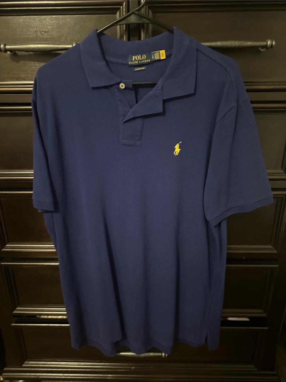 Polo by Ralph Lauren Navy Polo with Yellow Pony Embroidery